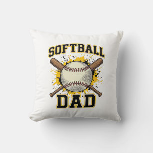 Cojín Decorativo Papá de Sóftbol Diseño Vintage de Bats Cruzados de
