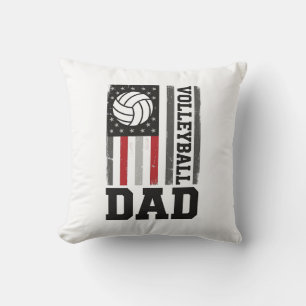 Cojín Decorativo Papá de voleibol bandera americana grabado vintage