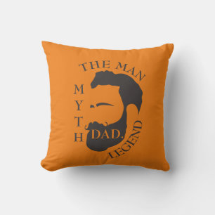 Cojín Decorativo Papá el hombre, el mito, el naranja de textos de l