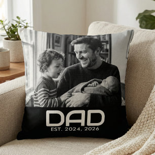 Cojín Decorativo Papá Estableció Foto Moderna y Negrita