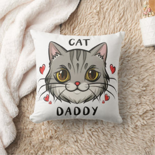 Cojín Decorativo papá gato, padre amante del gato mascota papá gato