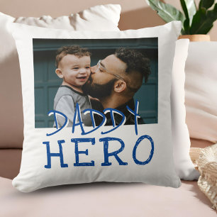 Cojín Decorativo Papá héroe y foto de Personalizado infantil