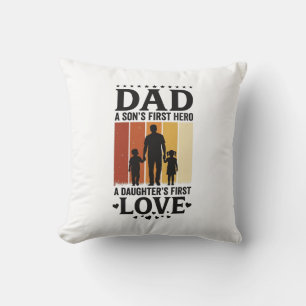 Cojín Decorativo Papá Hijo Primer Héroe Hija Primer Amor Camiseta V