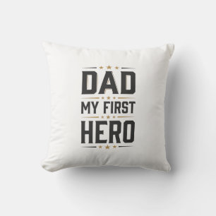 Cojín Decorativo Papá Mi Primer Héroe Camiseta Diseño Tipografía Vi