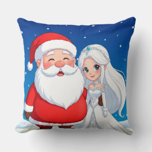 Cojín Decorativo Papá Noel abrazando a una Reina de Nieve