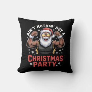 Cojín Decorativo Papá Noel afroamericano pijama de Navidad