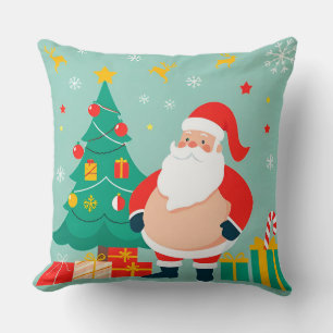 Cojín Decorativo Papá Noel con árbol de Navidad y regalos