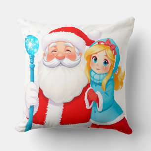 Cojín Decorativo Papá Noel con la Doncella de Nieve con ropa de inv
