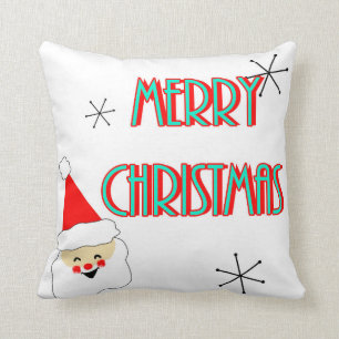 Cojín Decorativo Papá Noel de mediados de siglo moderno feliz navid
