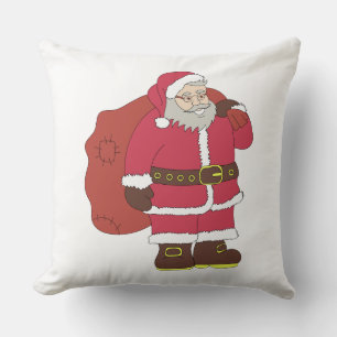 Cojín Decorativo Papá Noel de rojo con bolsa de regalos y gafas