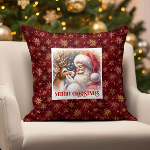 Cojín Decorativo Papá Noel elegante Rudolph Clásico Navideño Lindo