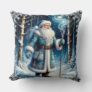 Cojín Decorativo Papá Noel en un bosque mágico nevado