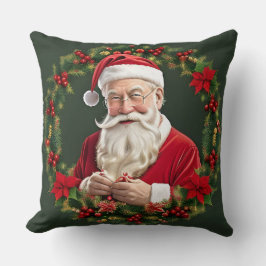 Cojín Decorativo Papá Noel en una guirnalda festiva