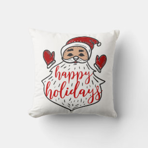 Cojín Decorativo Papá Noel Felices Fiestas Rojo Blanco Raya Navidad