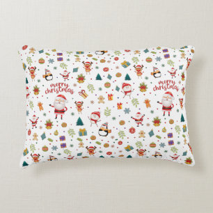 Cojín Decorativo Papá Noel, hombre de nieve, patrón de renos Feliz