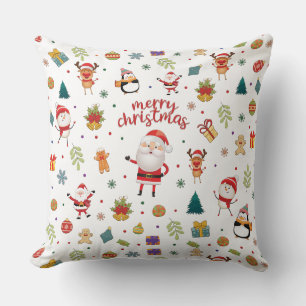 Cojín Decorativo Papá Noel, Hombre de nieve, Patrón de renos Feliz