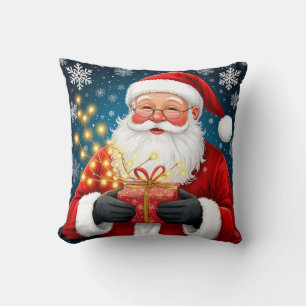 Cojín Decorativo Papá Noel junto al árbol de Navidad y regalos