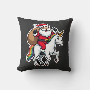 Cojín Decorativo Papá Noel montando un unicornio de Navidad - Camis