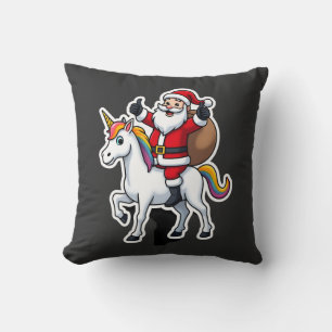 Cojín Decorativo Papá Noel montando un unicornio de Navidad - Chica