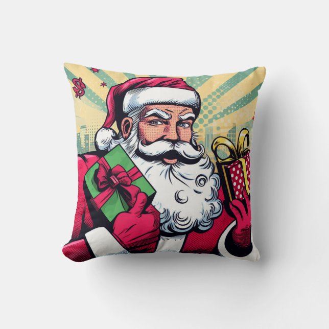 Cojín Decorativo Papá Noel/ Navidad de cómic (Anverso)