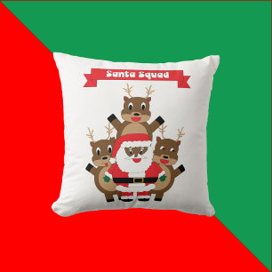 Cojín Decorativo Papá Noel negro reno gracioso
