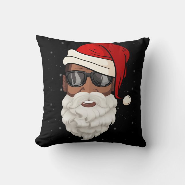 Cojín Decorativo Papá Noel Noel negro Noel Santa Afro Americano (Anverso)
