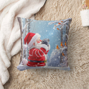 Cojín Decorativo Papá Noel Personalizado Observador de Aves Navidad