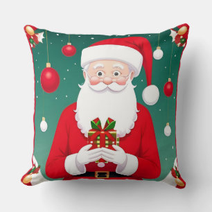 Cojín Decorativo Papá Noel sosteniendo un regalo
