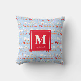 Cojín Decorativo Papá Noel viene con el Monograma de Reno V3 rojo