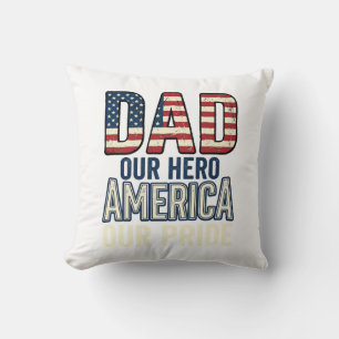 Cojín Decorativo Papá Patriota Nuestro Héroe Diseño de Camiseta de
