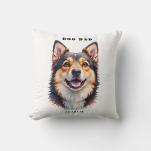 Cojín Decorativo Papá Perro Simple Moderno Nombre y Foto Personaliz