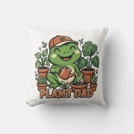 Cojín Decorativo Papá Planta Rana Regando Plantas de Interior Diver