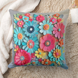 Cojín Decorativo Papel colorido Arte floral