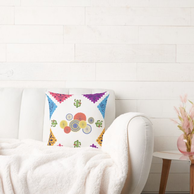 Cojín Decorativo Papel de envolver de ventilador de papel mexicano  (Sofá)