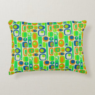 Cojín Decorativo Papel de fondo retro gracioso - azul verde naranja