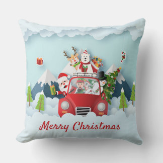 Cojín Decorativo Papel de los Navidades del viaje por carretera de 