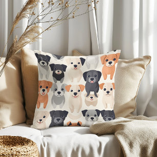Cojín Decorativo Papel de patrón de perros pequeños