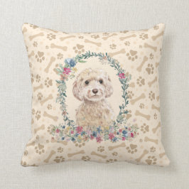 Cojín Decorativo Papel de perro de Cockapoo de Champagne y floral