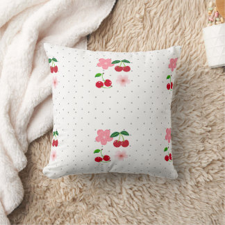 Cojín Decorativo Papel de regalo con patrón de cerezas y flores de