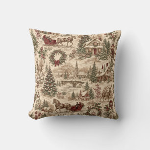 Cojín Decorativo Papel de regalo de Navidad vintage con estampado d