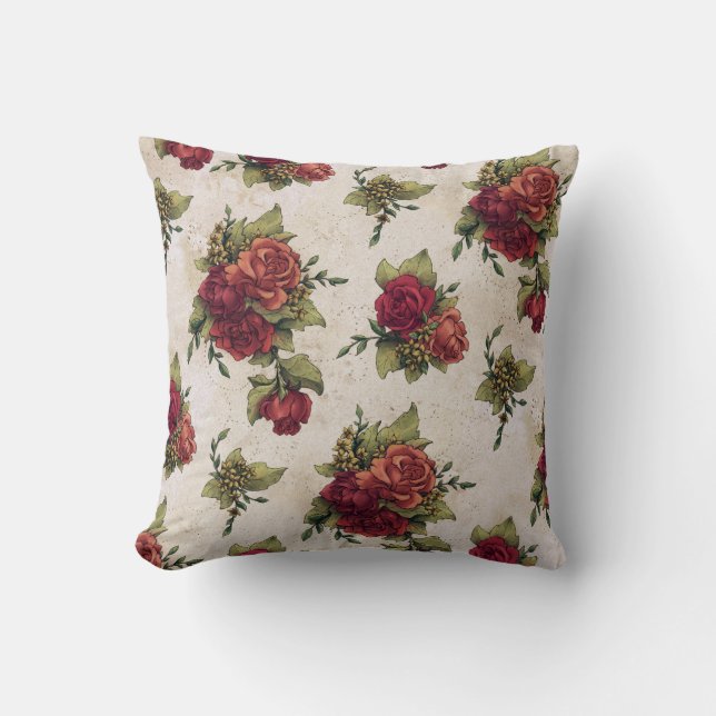 Cojín Decorativo Papel pintado antiguo del rosa rojo (Anverso)