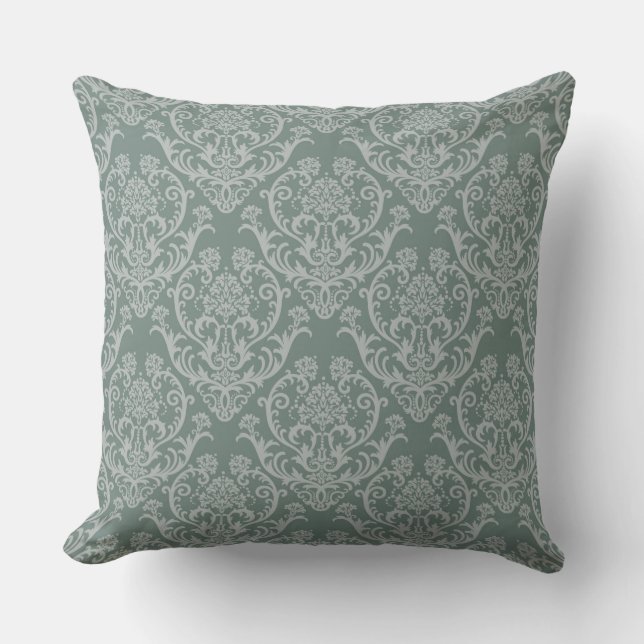 Cojín Decorativo Papel pintado floral verde (Anverso)