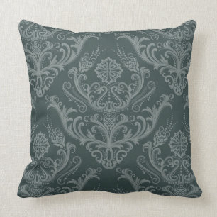 Cojín Decorativo Papel pintado floral verde de lujo del damasco