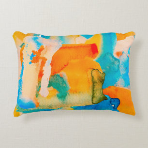 Cojín Decorativo Papel psicodélico. Azul clásico y rojo de lava exu