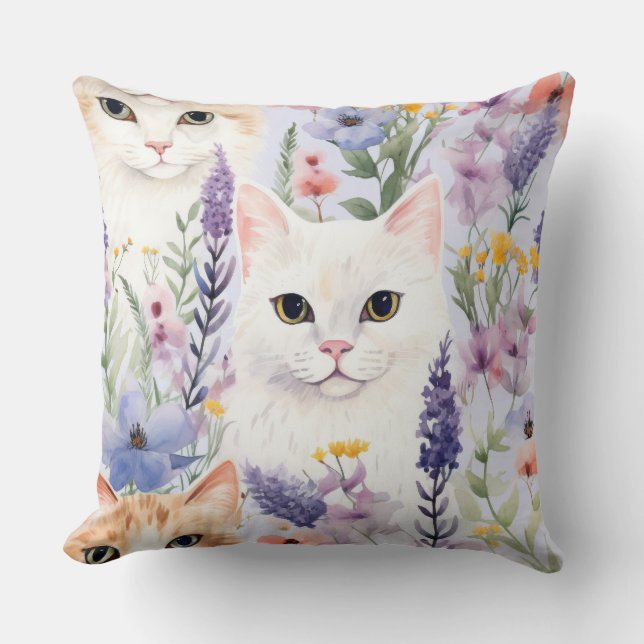 Cojín Decorativo Papeles digitales de catas florales de acuarela (Anverso)