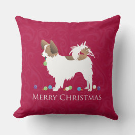 Cojín Decorativo Papillon Dog Merry Christmas Design