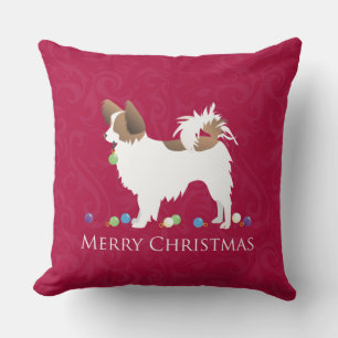 Cojín Decorativo Papillon Dog Merry Christmas Design