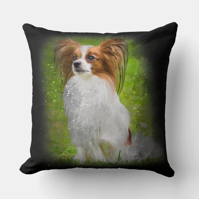 Cojín Decorativo papillon, papilón, papillón, papillón, perro (Anverso)