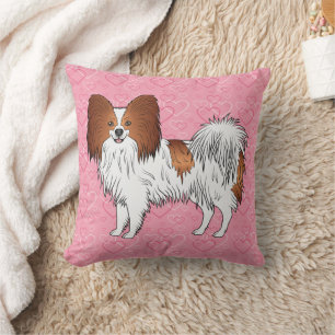 Cojín Decorativo Papillon Rojo Y Blanco Perro Lindo En Corazones Ro