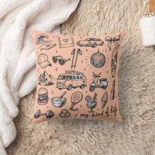 Cojín Decorativo Paquete de Clipart de Estilo de Vida Dibujado a Ma